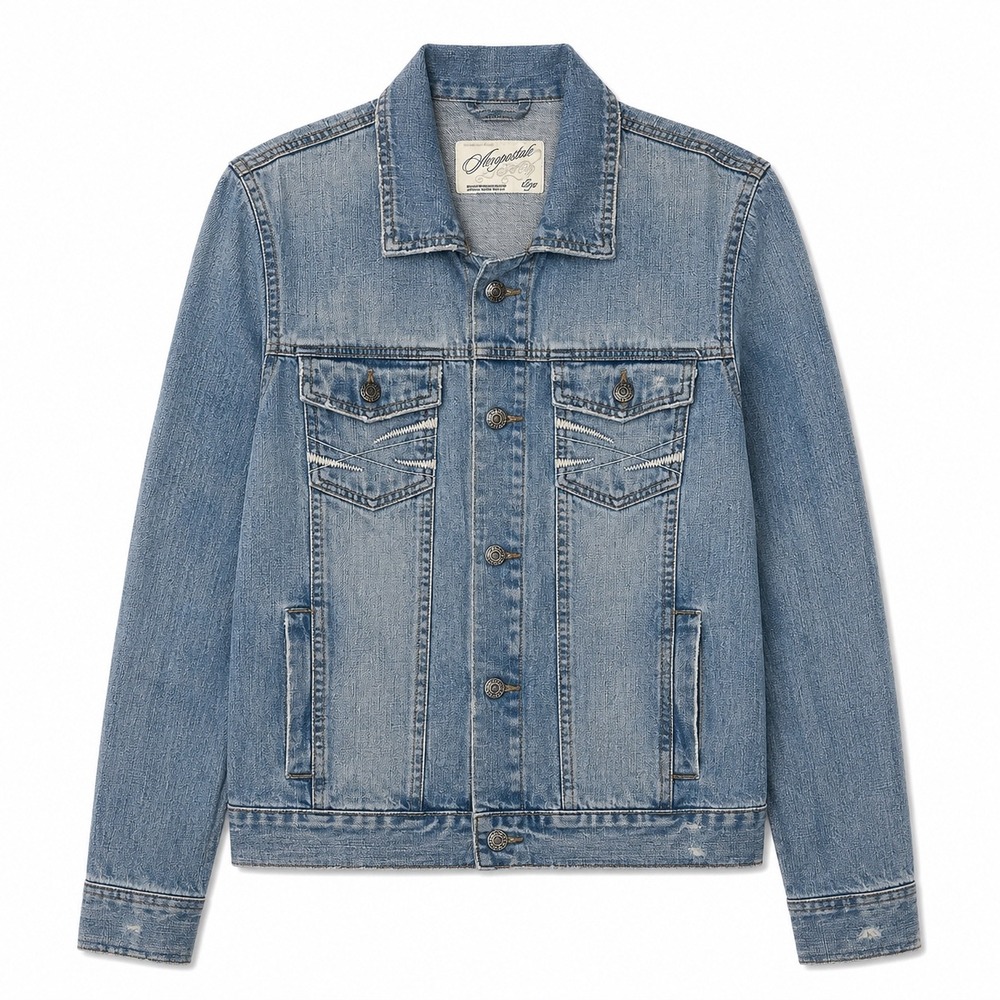 Vintage Y2K Aeropostale Distressed Denim Jacket Light Wash Large